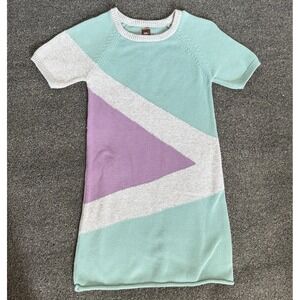 Tea Collection Girls Sweater Dress Geometric Knit Short Sleeve Size M 6/7 School